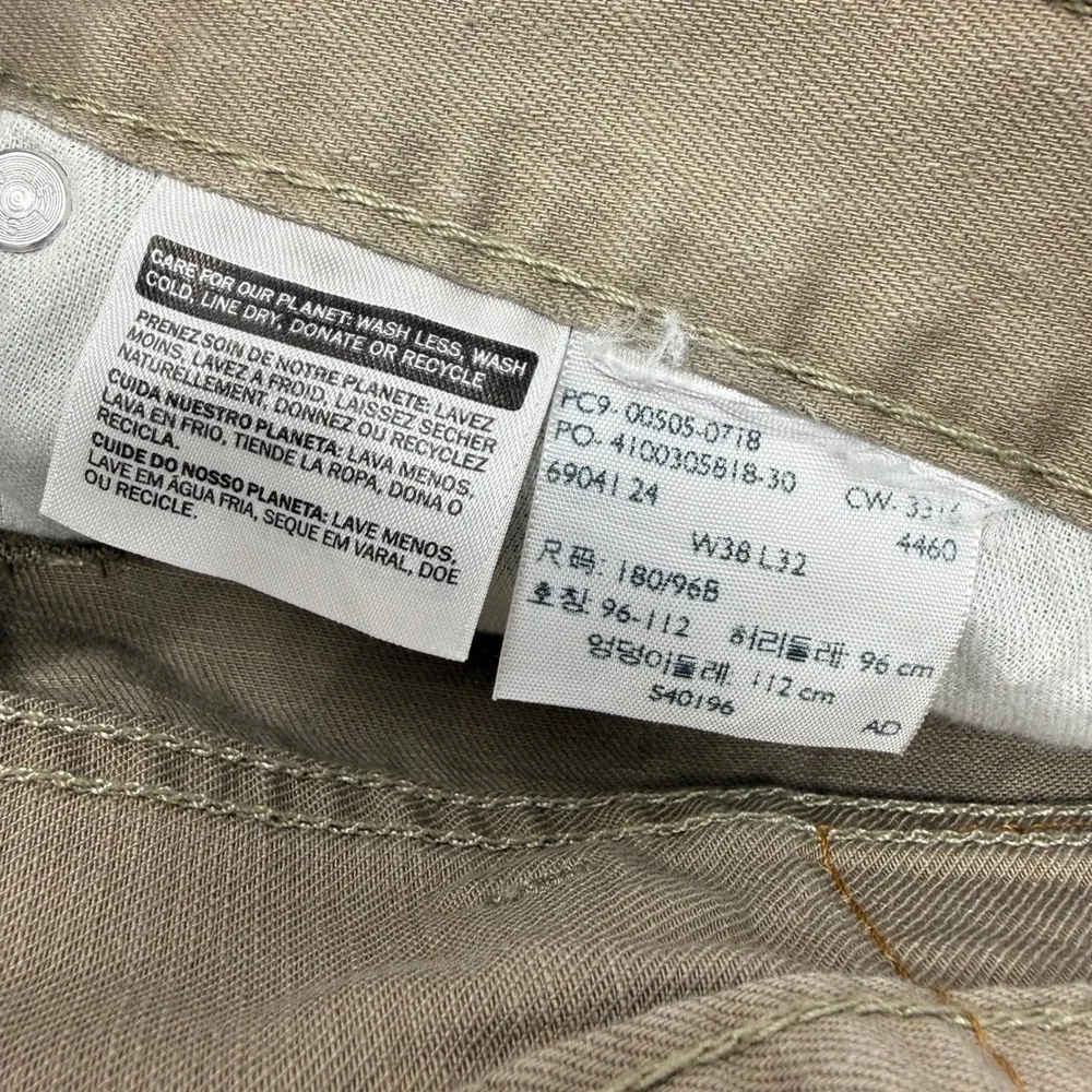 Levis 505 Regular Fit Straight Leg Jeans Mens 38x32 Tan Khaki‎ Twill 00505-0718